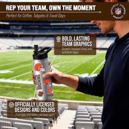 Cleveland Browns NFL 34Oz Native Quencher Water Bottle - White
