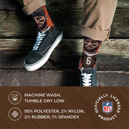 Cleveland Browns FBF NFL Adult V Curve MVP Player Crew Socks - Orange #6