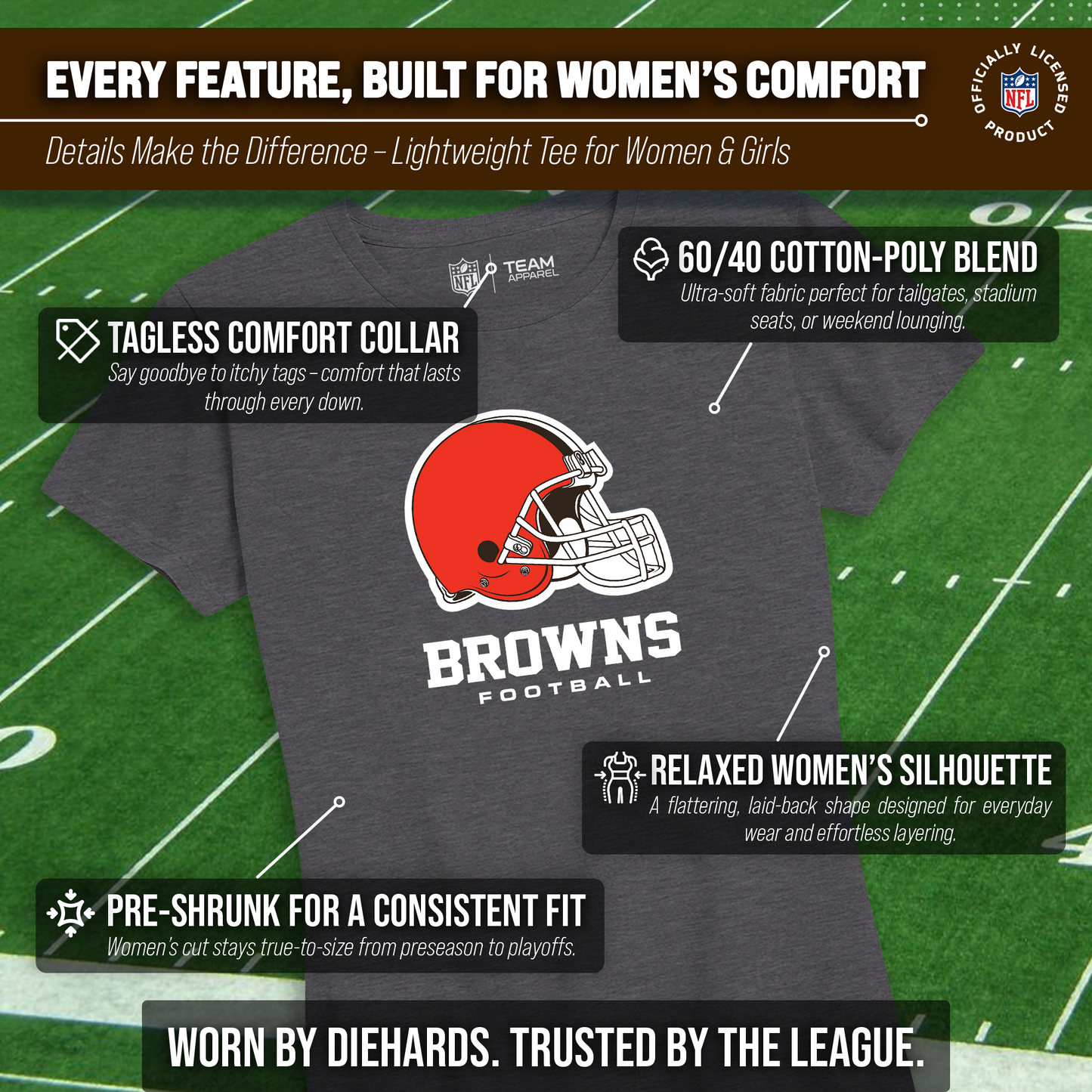 Cleveland Browns Women's NFL Ultimate Fan Logo Short Sleeve T-Shirt - Charcoal