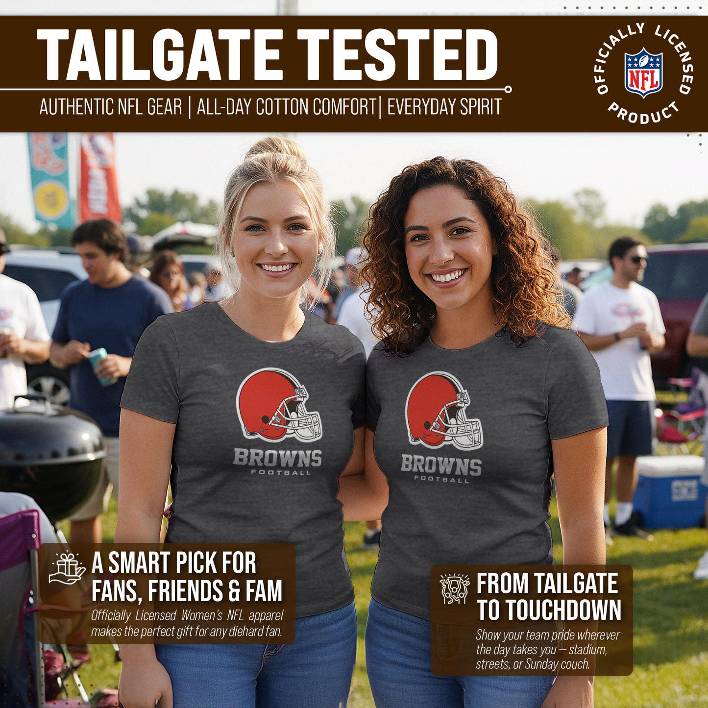 Cleveland Browns Women's NFL Ultimate Fan Logo Short Sleeve T-Shirt - Charcoal