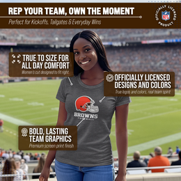 Cleveland Browns Women's NFL Ultimate Fan Logo Short Sleeve T-Shirt - Charcoal