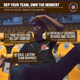 Cleveland Browns NFL Pro Football Final Countdown Adult Cotton-Poly Short Sleeved T-Shirt For Men & Women - Black