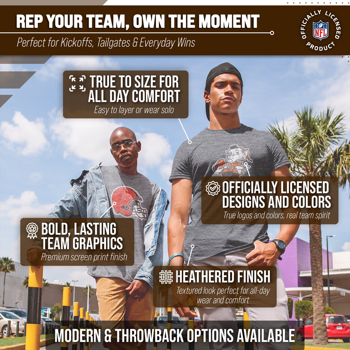 Cleveland Browns NFL Modern Throwback T-shirt - Gray