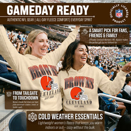 Cleveland Browns Ladies NFL Starstruck Fleece Pullover Hooded Sweatshirt - Cream