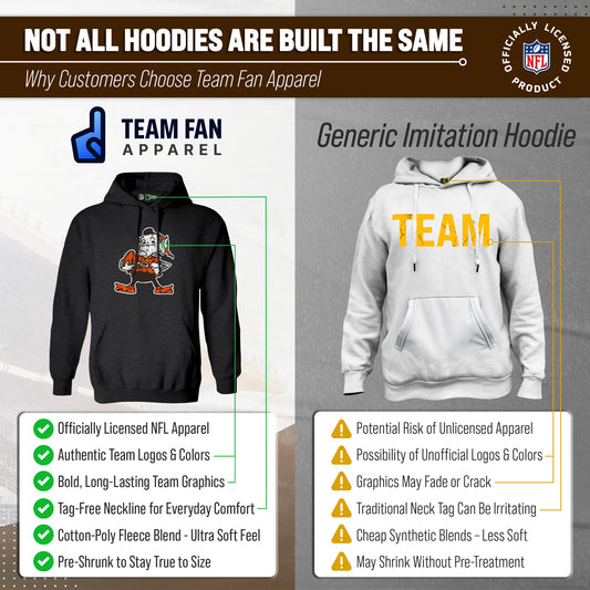Cleveland Browns NFL Adult Unisex Modern Throwback Ultra Soft Fleece Hooded Sweatshirt - Black Heather