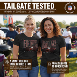 Cleveland Browns NFL Womens Overtime Blueprint Tag-Less T-Shirt - Black