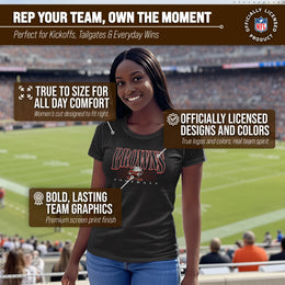 Cleveland Browns NFL Womens Overtime Blueprint Tag-Less T-Shirt - Black