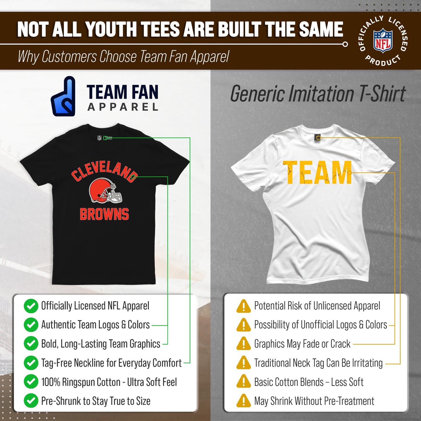 Cleveland Browns NFL Youth Gameday Football T-Shirt - Black