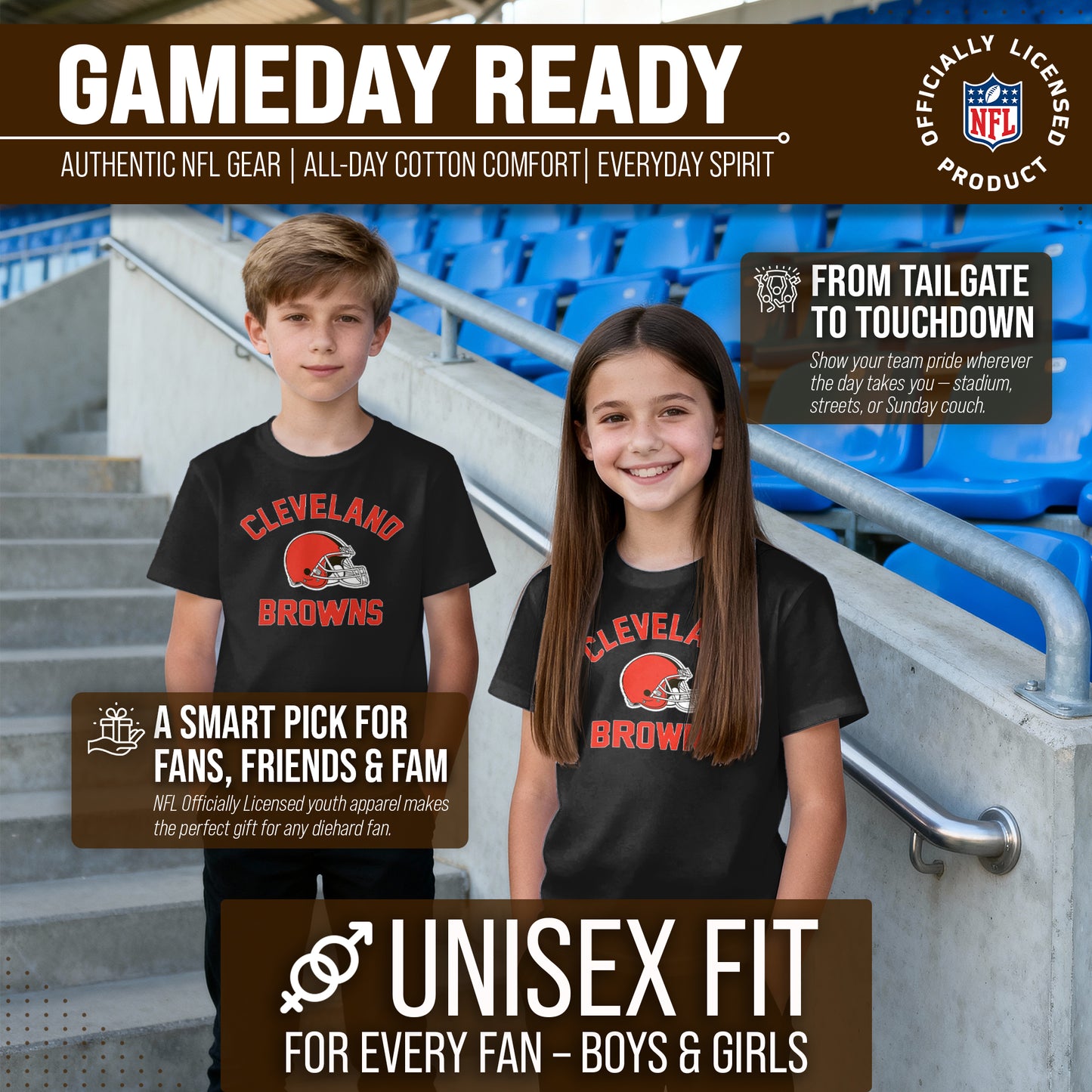 Cleveland Browns NFL Youth Gameday Football T-Shirt - Black