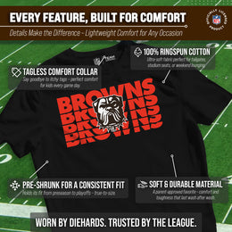 Cleveland Browns NFL Youth Repeating Logo Football T-Shirt Unisex Tag Free Comfortable - Black