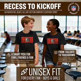 Cleveland Browns NFL Youth Repeating Logo Football T-Shirt Unisex Tag Free Comfortable - Black