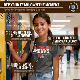 Cleveland Browns NFL Youth Short Sleeve Charcoal T Shirt - Charcoal