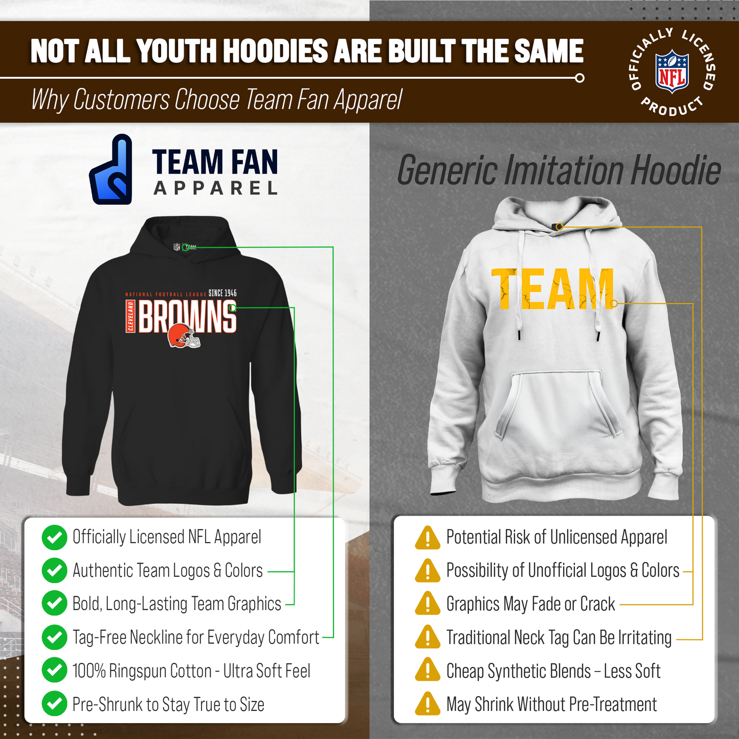Cleveland Browns NFL Youth Modern Endzone Football Fleece Hooded Sweatshirt - Black