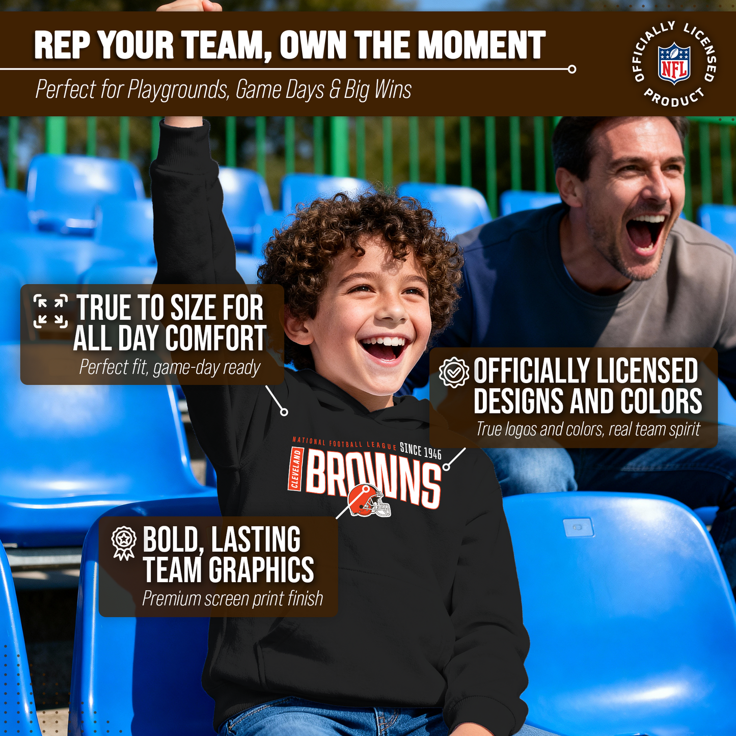 Cleveland Browns NFL Youth Modern Endzone Football Fleece Hooded Sweatshirt - Black