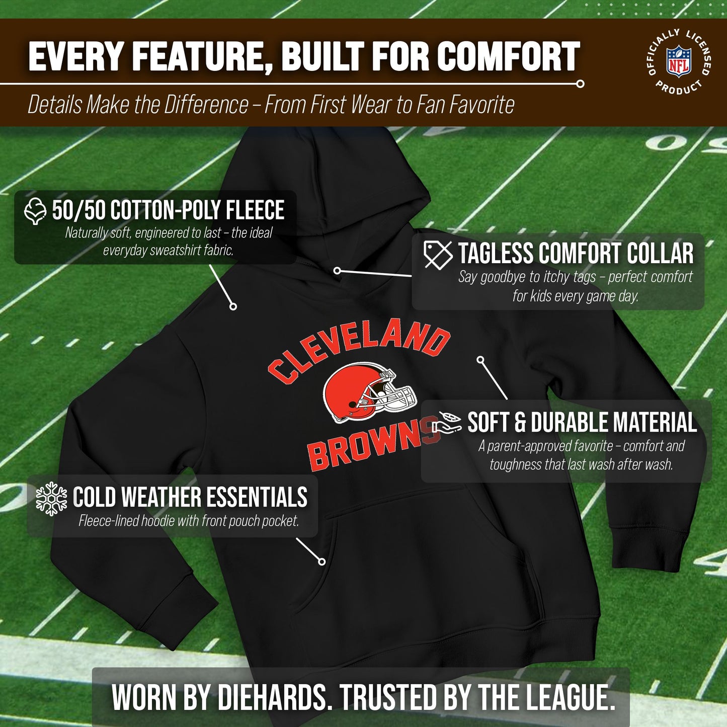 Cleveland Browns NFL Youth Gameday Hooded Sweatshirt - Black