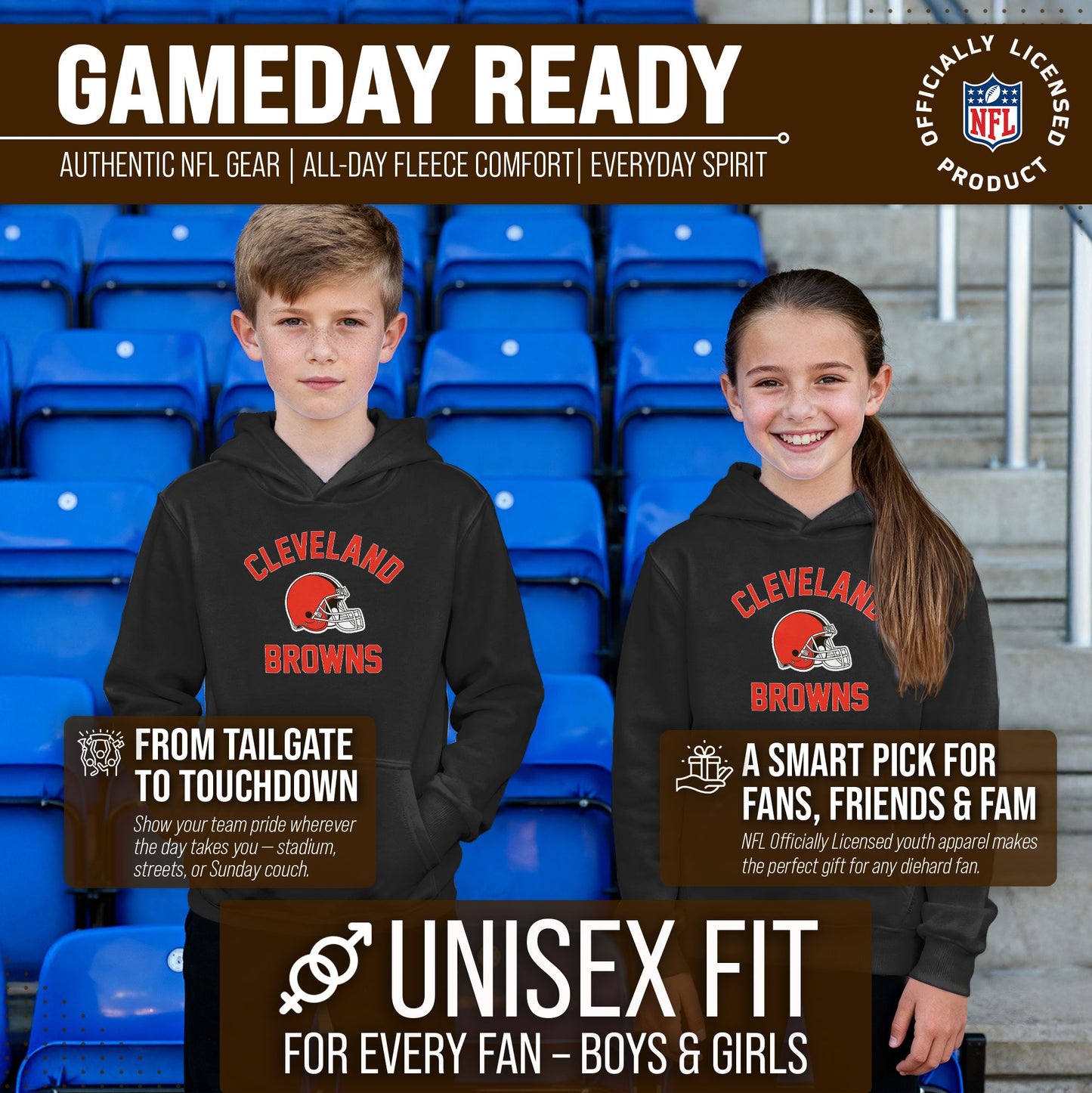 Cleveland Browns NFL Youth Gameday Hooded Sweatshirt - Black