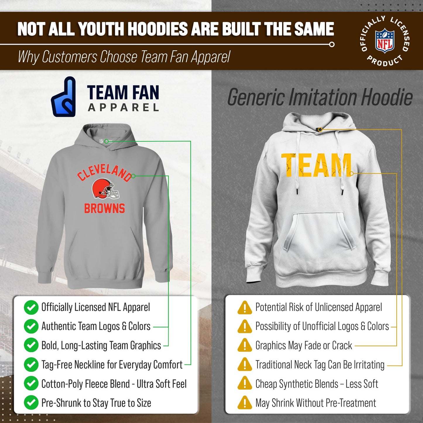 Cleveland Browns NFL Youth Gameday Hooded Sweatshirt - Gray