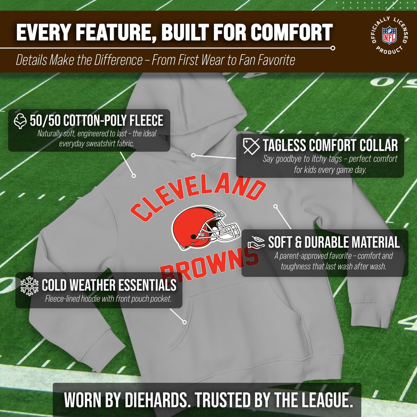 Cleveland Browns NFL Youth Gameday Hooded Sweatshirt - Gray