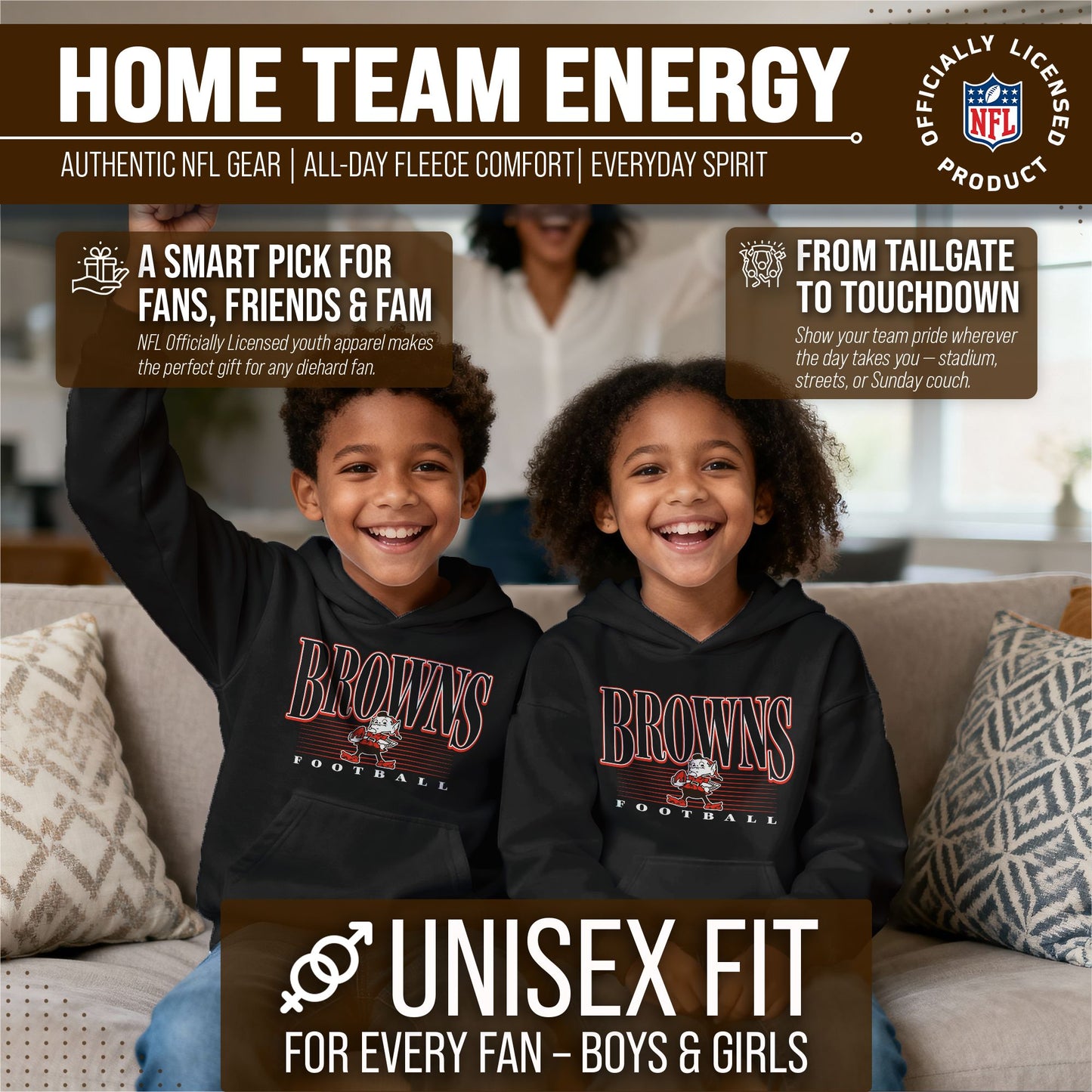 Cleveland Browns NFL Youth Overtime Blueprint Football Fleece Hooded Sweatshirt - Black