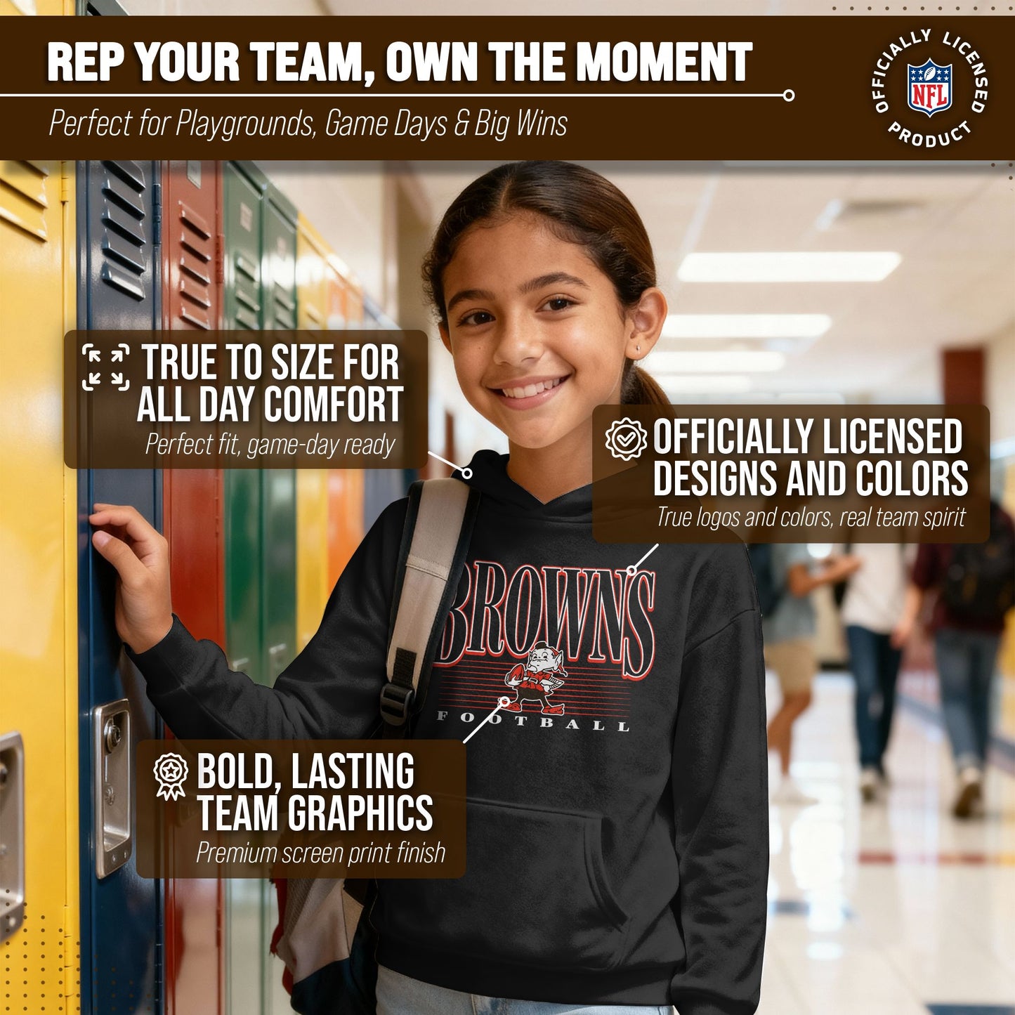 Cleveland Browns NFL Youth Overtime Blueprint Football Fleece Hooded Sweatshirt - Black