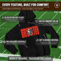 Cleveland Browns NFL Youth Repeating Logo Football Fleece Hooded Sweatshirt - Black