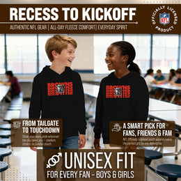 Cleveland Browns NFL Youth Repeating Logo Football Fleece Hooded Sweatshirt - Black