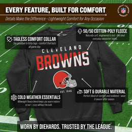 Cleveland Browns Adult NFL Diagonal Fade Color Block Crewneck Sweatshirt - Charcoal