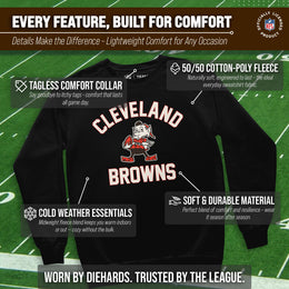 Cleveland Browns NFL Adult Unisex Retro Gameday Ultra Soft Fleece Crewneck Sweatshirt - Black