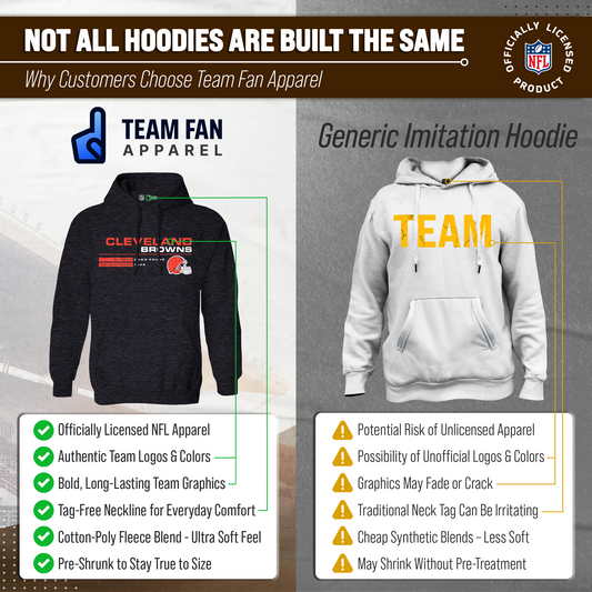 Cleveland Browns Adult NFL Speed Stat Sheet Fleece Hooded Sweatshirt - Charcoal