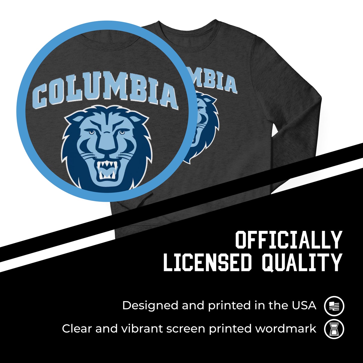 Columbia Lions NCAA Adult Charcoal Crewneck Fleece Sweatshirt - Charcoal