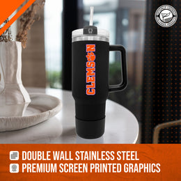 Clemson Tigers College & University 40 oz Travel Tumbler With Handle - Black