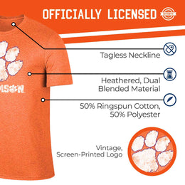 Clemson Tigers Adult MVP Heathered Cotton Blend T-Shirt - Orange