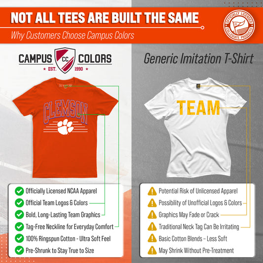 Clemson Tigers NCAA Adult Unisex Overtime Classics T-Shirt - Orange