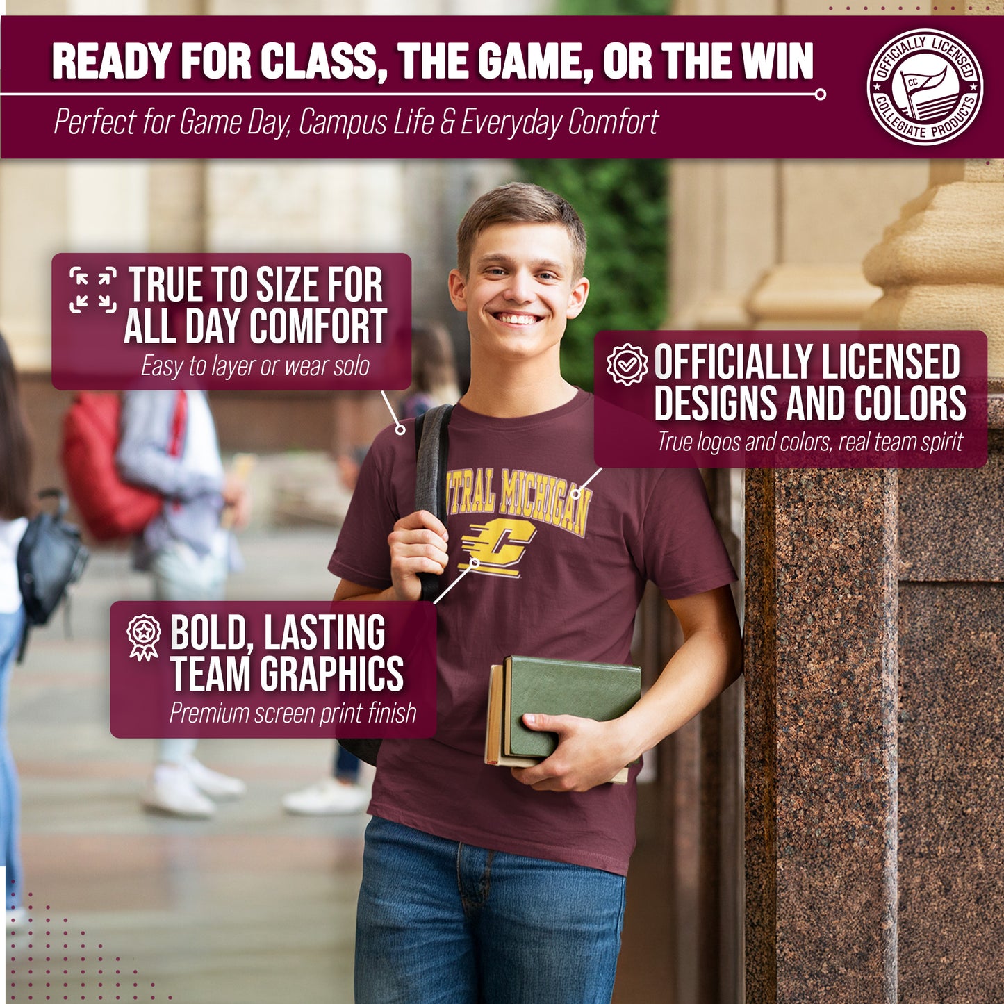 Central Michigan Chippewas NCAA Adult Gameday Cotton T-Shirt - Maroon
