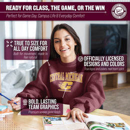 Central Michigan Chippewas Adult Arch & Logo Soft Style Gameday Crewneck Sweatshirt - Maroon