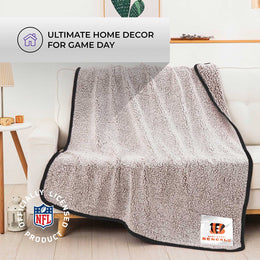 Cincinnati Bengals NFL Silk Touch Sherpa Throw Blanket - Black