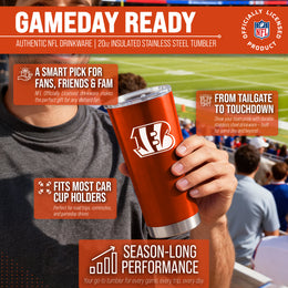 Cincinnati Bengals NFL 20oz Gameday Stainless Steel Tumbler - Orange