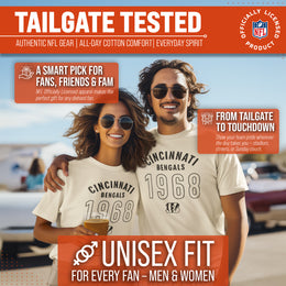 Cincinnati Bengals NFL Adult Big Date Tag-Less T-Shirt - Natural