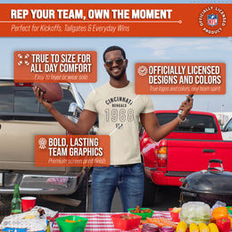 Cincinnati Bengals NFL Adult Big Date Tag-Less T-Shirt - Natural