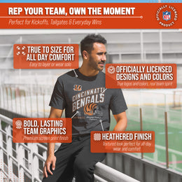 Cincinnati Bengals NFL Adult Distressed Helmet Tag-Less T-Shirt - Heather Charcoal