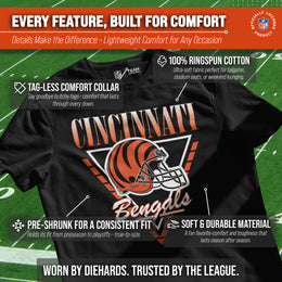 Cincinnati Bengals NFL Adult Retro Triangle Unisex T-Shirt - Black
