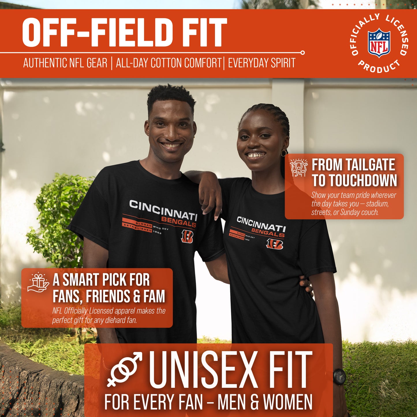 Cincinnati Bengals Adult NFL Speed Stat Sheet T-Shirt - Black