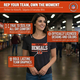 Cincinnati Bengals NFL Women's Team Block Charcoal Tagless T-Shirt - Charcoal