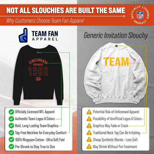 Cincinnati Bengals NFL Womens Big Date Slouchy Crewneck - Black