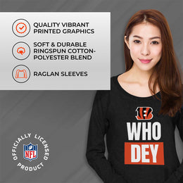 Cincinnati Bengals NFL Womens Plus Size Team Slogan Crew Neck - Black