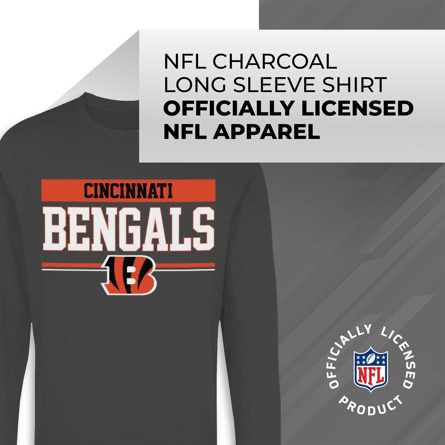 Cincinnati Bengals NFL Adult Charcoal Long Sleeve T Shirt - Charcoal