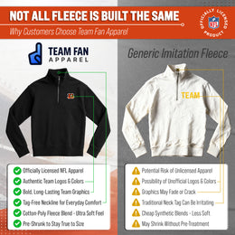Cincinnati Bengals NFL Adult Unisex Team Logo Quarter Zip Pullover Sweatshirt - Black