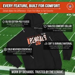 Cincinnati Bengals NFL Adult Unisex Modern Endzone Soft Fleece Hooded Sweatshirt - Black