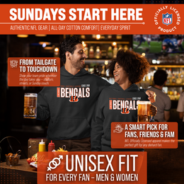 Cincinnati Bengals NFL Adult Unisex Modern Endzone Soft Fleece Hooded Sweatshirt - Black