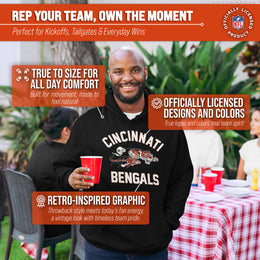 Cincinnati Bengals NFL Adult Unisex Retro Gameday Ultra Soft Fleece Hooded Sweatshirt - Black